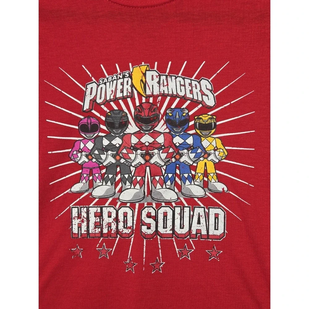 Mighty‎ Morphin Power Rangers Kids 10/12 Red Hero Squad Character T-shirt
